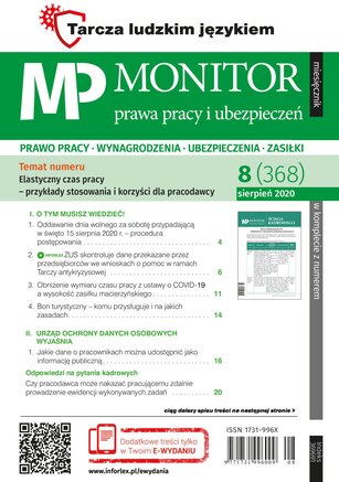 Monitor Prawa Pracy i Ubezpieczeń 8/2020