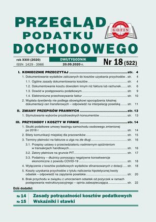 Przegląd Podatku Dochodowego 18/2020