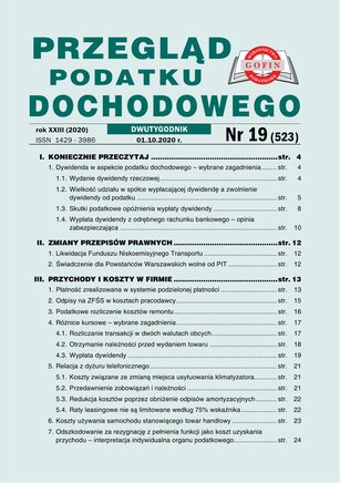 Przegląd Podatku Dochodowego 19/2020