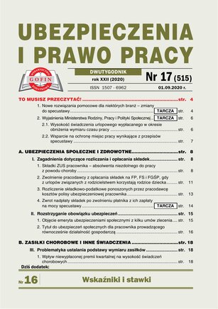 Ubezpieczenia i Prawo Pracy 17/2020