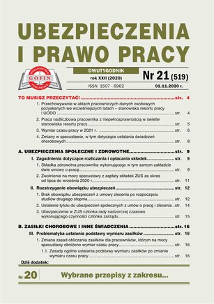 Ubezpieczenia i Prawo Pracy 21/2020