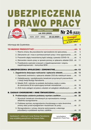 Ubezpieczenia i Prawo Pracy 24/2020