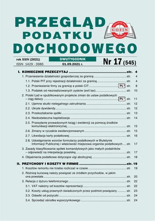 Przegląd Podatku Dochodowego 17/2021