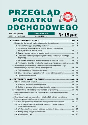 Przegląd Podatku Dochodowego 19/2021