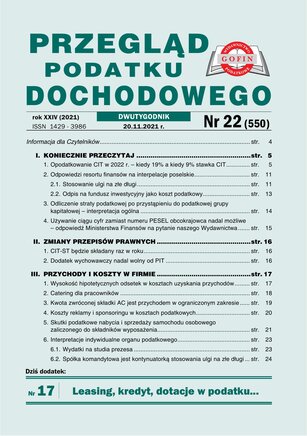Przegląd Podatku Dochodowego 22/2021