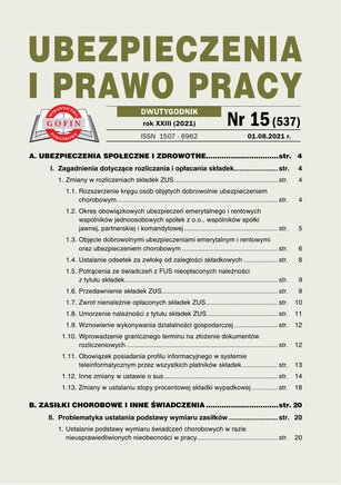 Ubezpieczenia i Prawo Pracy 15/2021