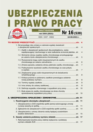 Ubezpieczenia i Prawo Pracy 16/2021