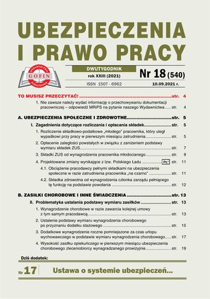 Ubezpieczenia i Prawo Pracy 18/2021