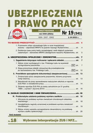 Ubezpieczenia i Prawo Pracy 19/2021