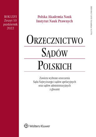 Orzecznictwo Sądów Polskich 10/2022