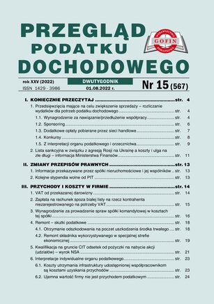 Przegląd Podatku Dochodowego 15/2022
