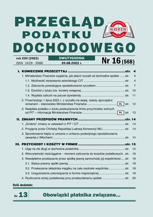 Przegląd Podatku Dochodowego 16/2022