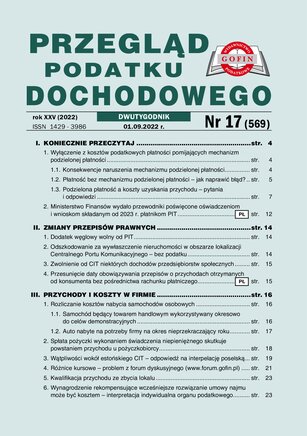 Przegląd Podatku Dochodowego 17/2022