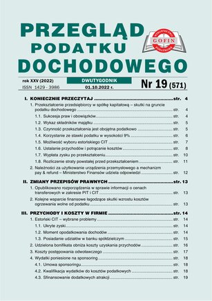Przegląd Podatku Dochodowego 19/2022