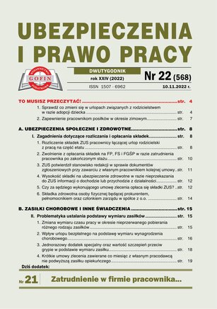 Ubezpieczenia i Prawo Pracy 22/2022