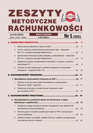 Zeszyty Metodyczne Rachunkowości 1/2022