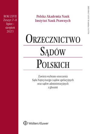 Orzecznictwo Sądów Polskich 7-8/2023