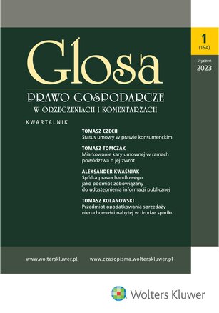 Glosa - Prawo Gospodarcze w Orzeczeniach i Komentarzach 1/2023