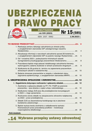 Ubezpieczenia i Prawo Pracy 15/2023