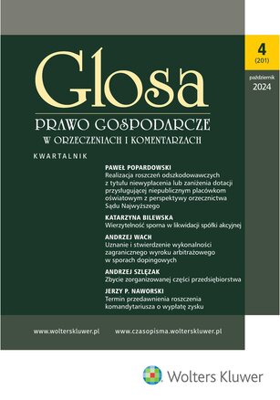 Glosa - Prawo Gospodarcze w Orzeczeniach i Komentarzach 4/2024