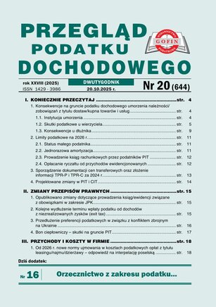 Przegląd Podatku Dochodowego 20/2025
