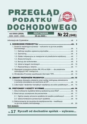 Przegląd Podatku Dochodowego 22/2025