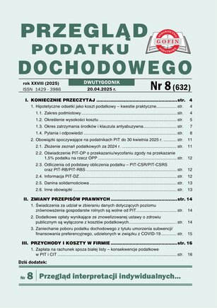Przegląd Podatku Dochodowego 8/2025