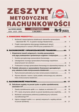 Zeszyty Metodyczne Rachunkowości 9/2025