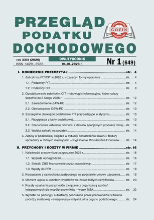 Przegląd Podatku Dochodowego 1/2026